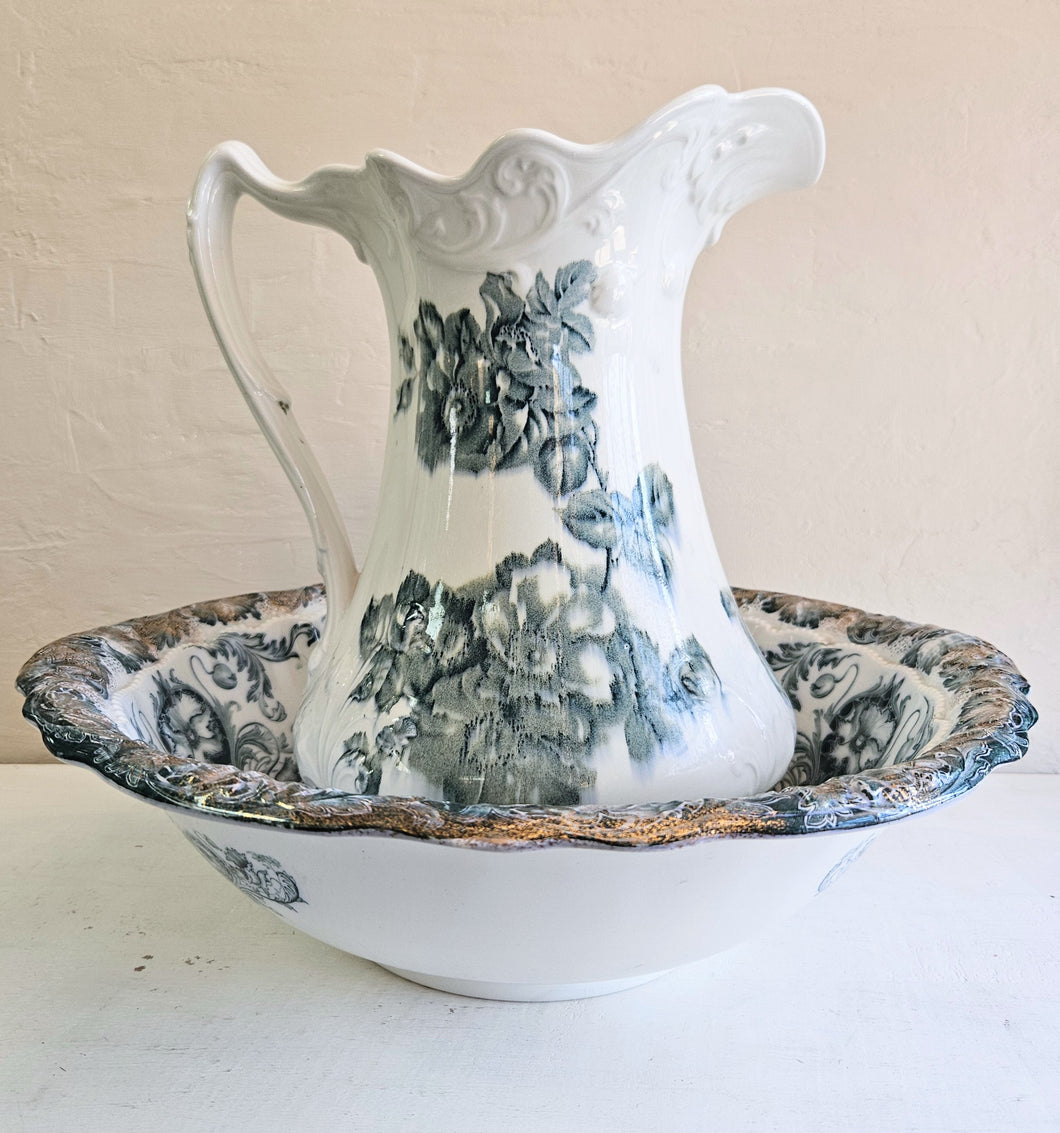 Antique Ironstone Jug and Bowl 333
