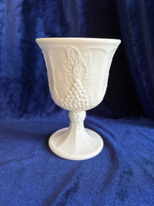 Indiana Glass White Milk Glass Harvest Grape Stemmed Goblet 42506