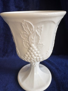 Indiana Glass White Milk Glass Harvest Grape Stemmed Goblet 42506