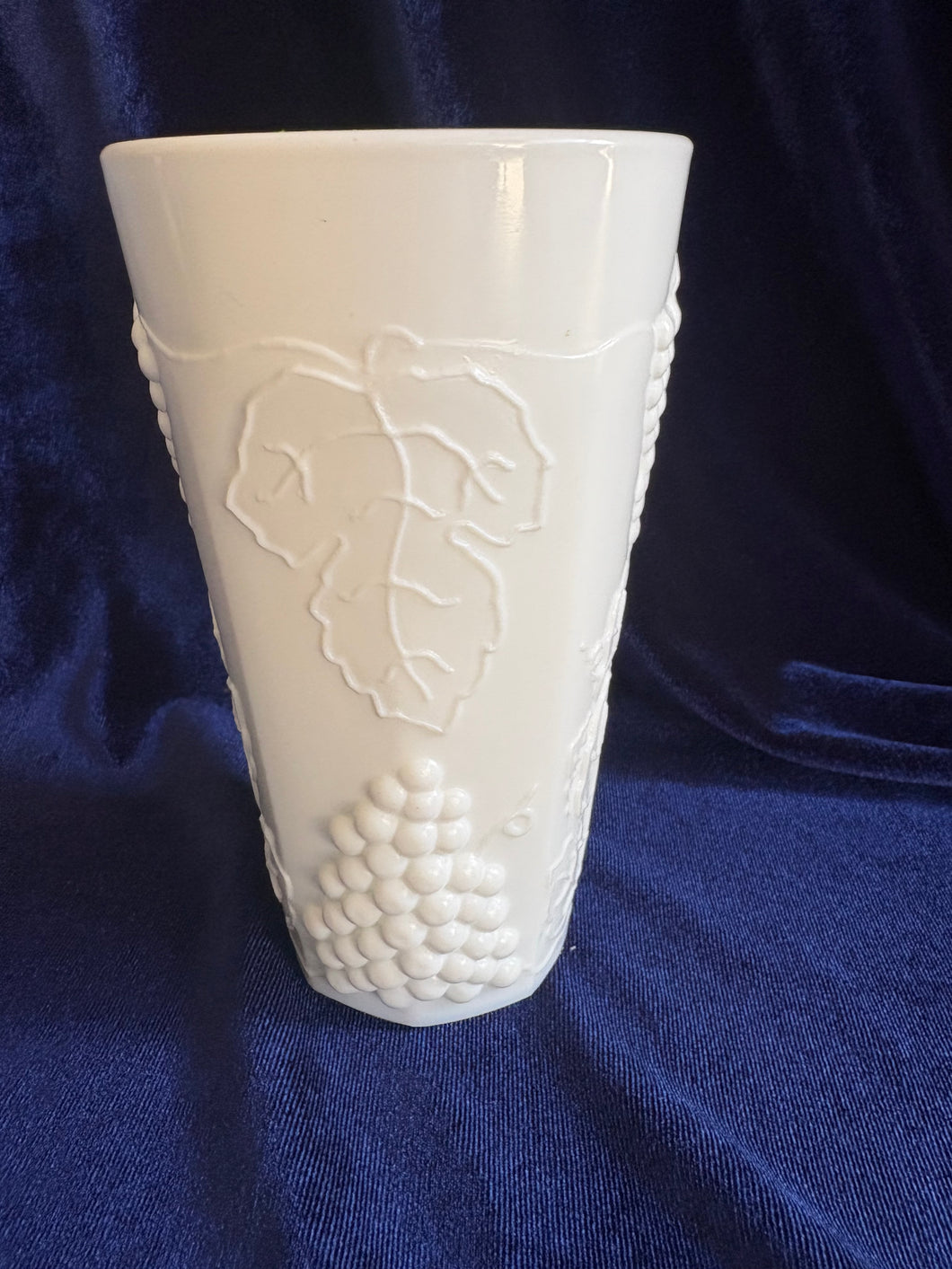 Indiana Glass White Milk Glass Harvest Grape Juice Glass 42506
