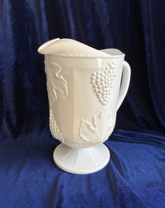 Indiana Glass White Milk Glass Harvest Grapes Pitcher 42506