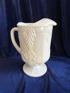 Indiana Glass White Milk Glass Harvest Grapes Pitcher 42506