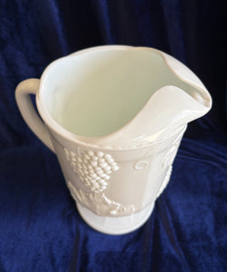 Indiana Glass White Milk Glass Harvest Grapes Pitcher 42506
