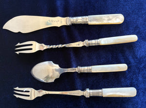 Silverplated Serving Utensils with Mother of Pearl Handles 024