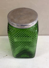 Load image into Gallery viewer, Vintage 1930&#39;s Owens Illinois Green Hoosier Canister Jar with Lid 42510
