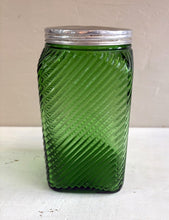Load image into Gallery viewer, Vintage 1930&#39;s Owens Illinois Green Hoosier Canister Jar with Lid 42510
