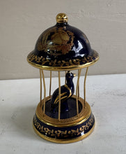 Load image into Gallery viewer, Miniature Cobalt and Gold Limoges Bird in Birdcage Figurine 42510
