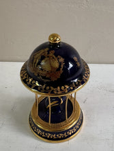 Load image into Gallery viewer, Miniature Cobalt and Gold Limoges Bird in Birdcage Figurine 42510
