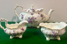 Load image into Gallery viewer, Hammersley Victorian Violets Teapot, Cream &amp; Sugar Set 570
