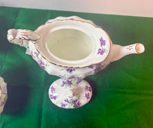 Load image into Gallery viewer, Hammersley Victorian Violets Teapot, Cream &amp; Sugar Set 570
