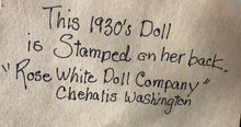 Load image into Gallery viewer, Primitive Style Rag Doll. Rose White Doll Company 42605
