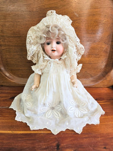 Antique German Bisque Doll with Dress and Hat #2495