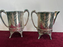 Load image into Gallery viewer, Antique Engraved 3-piece Silver Plated Tea Set 42604
