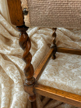 Load image into Gallery viewer, Antique Oak Barley Twist Needlepoint Footstool 42603
