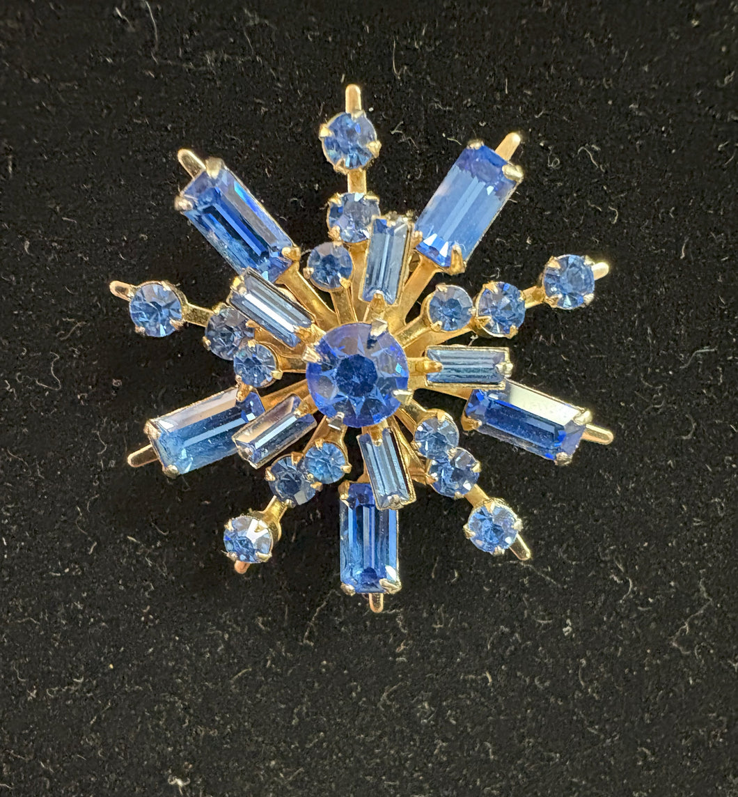 Blue Sunburst Coro Brooch