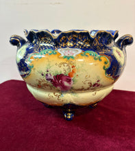 Load image into Gallery viewer, Victorian Handpainted Cobalt Floral Pottery Jardiniere 42603
