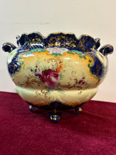 Load image into Gallery viewer, Victorian Handpainted Cobalt Floral Pottery Jardiniere 42603
