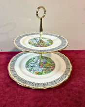 Load image into Gallery viewer, Royal Albert Silver Birch 2-tier Cake Plate 42603
