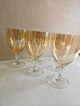 Load image into Gallery viewer, Amber Iridescent Stemmed Glasses  #42504
