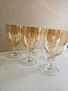 Amber Iridescent Stemmed Glasses  #42504
