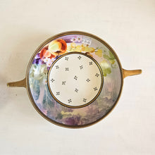 Load image into Gallery viewer, Vintage Nippon Porcelain Handle Bowl – Hand Painted Fruit &amp; Floral with Gold Trim #42506
