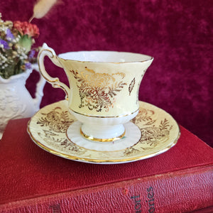 Paragon Deep Red Rose with Yellow & Gold Cup & Saucer 028