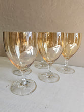 Load image into Gallery viewer, Amber Iridescent Stemmed Glasses  #42504
