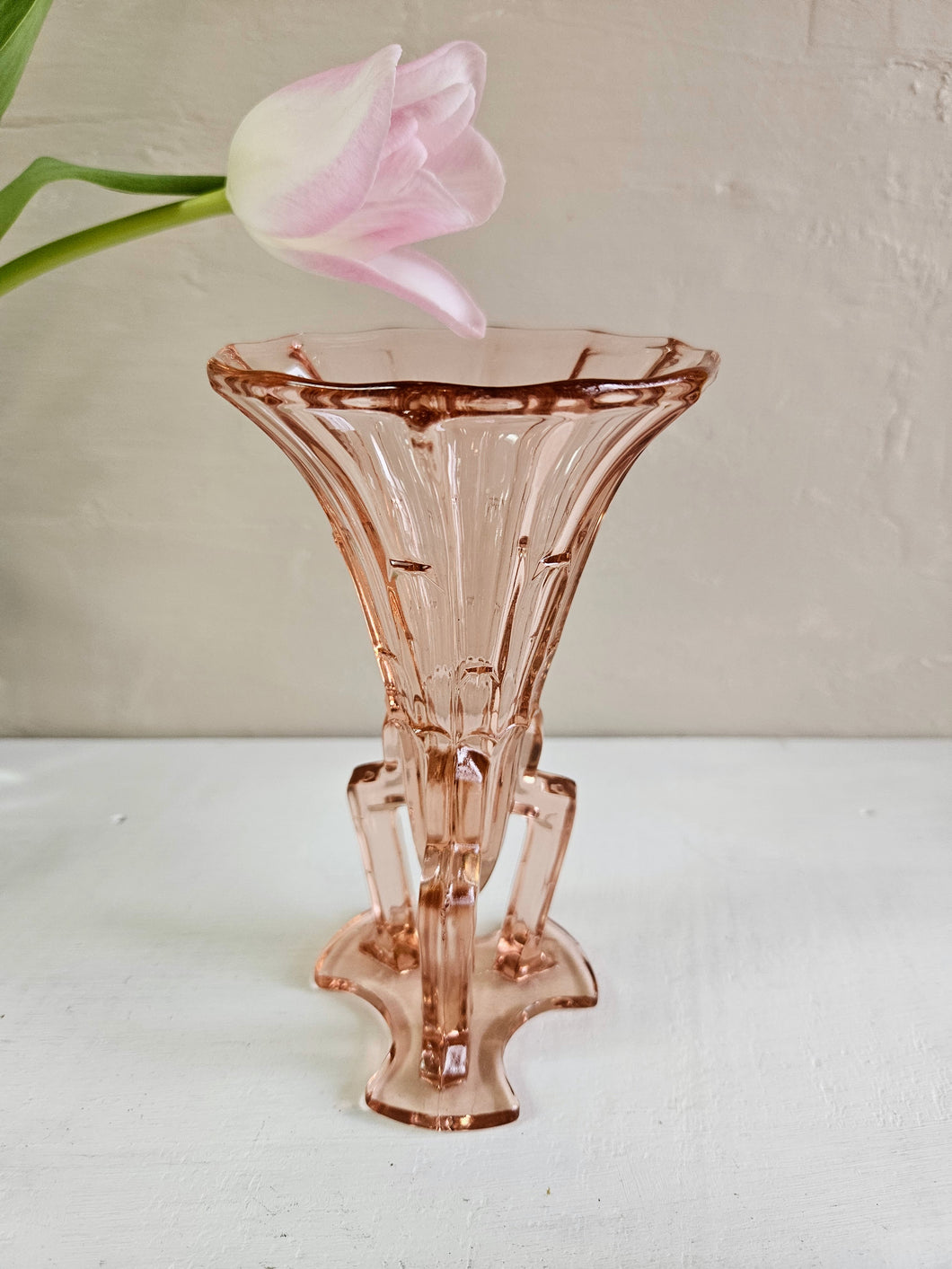 Czech Art Deco Pink Glass Rocket Vase 42403