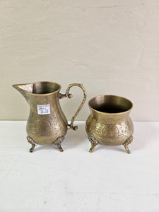 Vintage Brass Creamer and Sugar Set