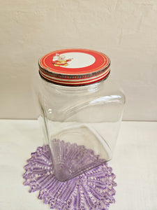 Vintage Square Jar with Nabob Genie Aladdin Lid 023