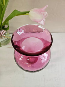 Cranberry Glass Ball Vase 24 19