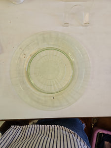 9" Green Uranium Depression Glass Plate #MM