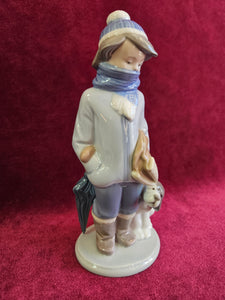 Lladro Winter Boy with Dog Figurine 42306