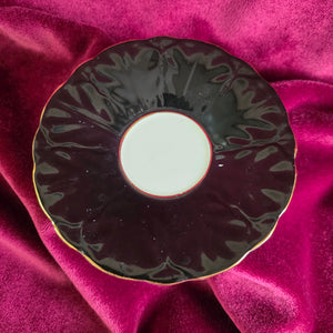 Aynsley Black and Gold Teacup and Saucer Bone China #001