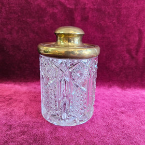 Antique Cut Glass Jar with Brass Lid 020