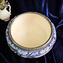 Load image into Gallery viewer, Antique Flow Blue Bowl with SilverPlate Rim 42403
