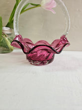 Load image into Gallery viewer, Vintage Cranberry Glass Basket 22 26
