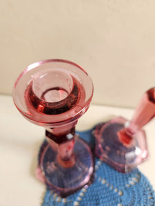Cranberry Fenton Taper Candlestick Holders #42505