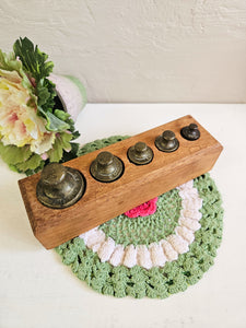Brass Weights Set of 5 in Wooden Box 946