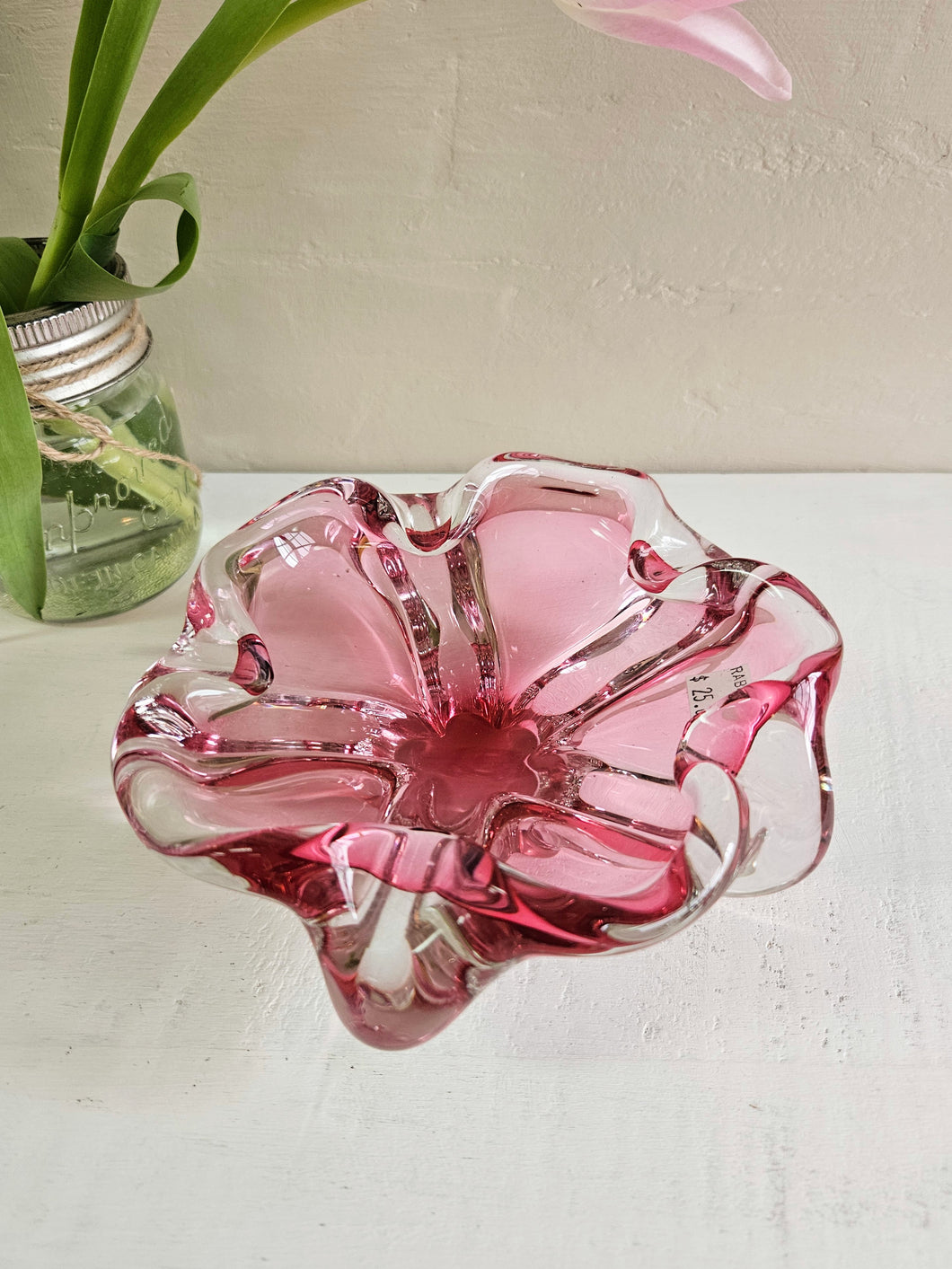 MCM Cranberry Glass Ashtray 42307