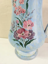 Load image into Gallery viewer, Blue Wade Pitcher. Hand painted floral design
