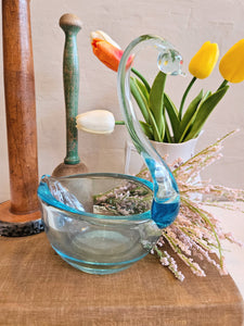 Blue Glass Swan Glass Candy Dish 42501