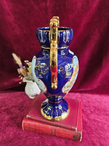 ELPA Alcobaca Cobalt & Gold Vase with Handles 42505
