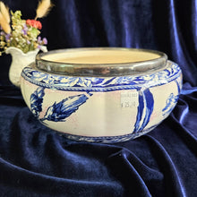 Load image into Gallery viewer, Antique Flow Blue Bowl with SilverPlate Rim 42403
