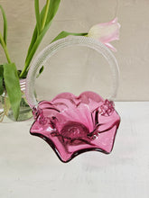 Load image into Gallery viewer, Vintage Cranberry Glass Basket 22 26
