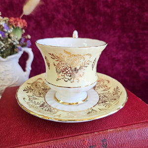Paragon Deep Red Rose with Yellow & Gold Cup & Saucer 028