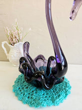 Load image into Gallery viewer, Amethyst Glass Swan Dish  #019
