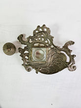 Load image into Gallery viewer, Art Nouveau Brass Glass Inkwell 42502
