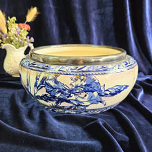 Load image into Gallery viewer, Antique Flow Blue Bowl with SilverPlate Rim 42403
