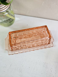 Pink Depression Glass Rectangular Covered Butter Dish 42408